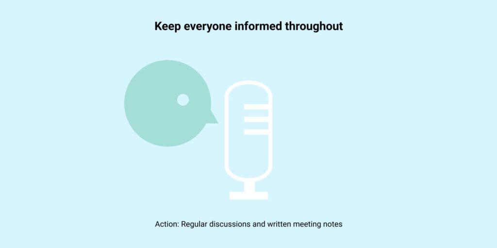 Graphic showing a person speaking into a microphone, symbolising clear communication