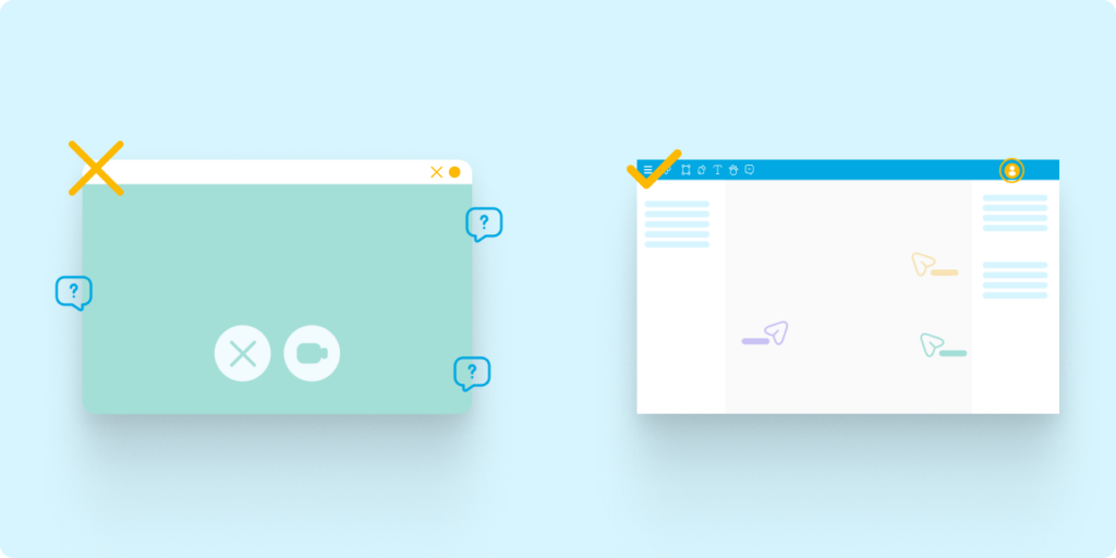 Comparison graphic showing poor screen sharing on one side and collaborative Figma walkthroughs on the other.