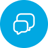 Speech bubbles representing conversation and feedback