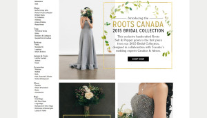 Introducing the Roots Canada 2015 Bridal collection - This exclusive handcrafted Roots Salt & Pepper gown is the first piece from our 2015 Bridal Collection, designed in collaboration with Toronto’s wedding experts Candice & Alison.