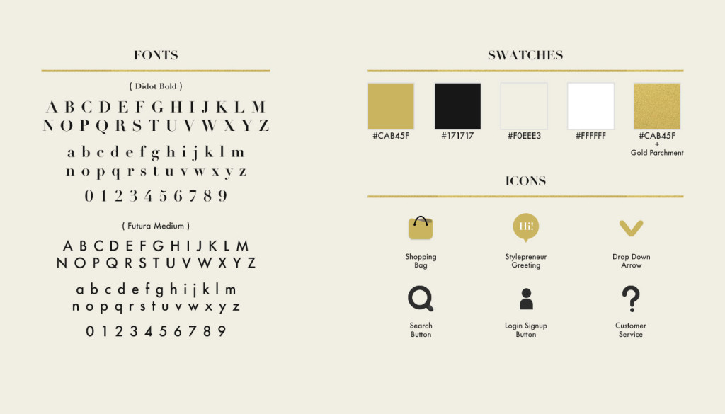 Fonts, Swatches and icons